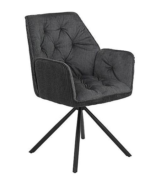 Armlehnstuhl drehbar 2er Set INGE I Anthrazit günstig online kaufen