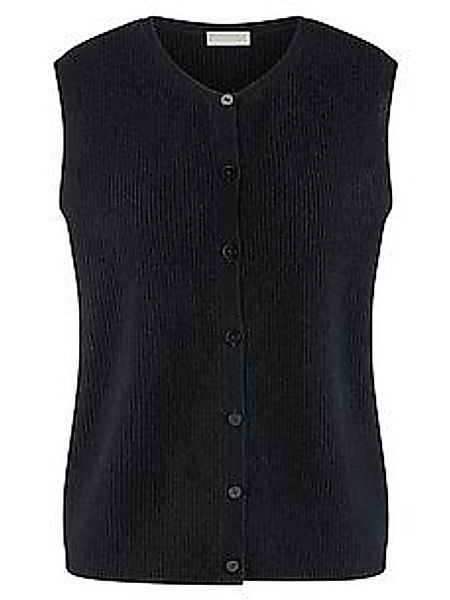 Strickweste Rundhals-­Ausschnitt Peter Hahn schwarz günstig online kaufen