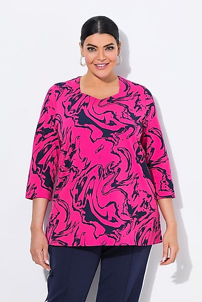 Ulla Popken T-Shirt Shirt Marmormuster A-Linie günstig online kaufen