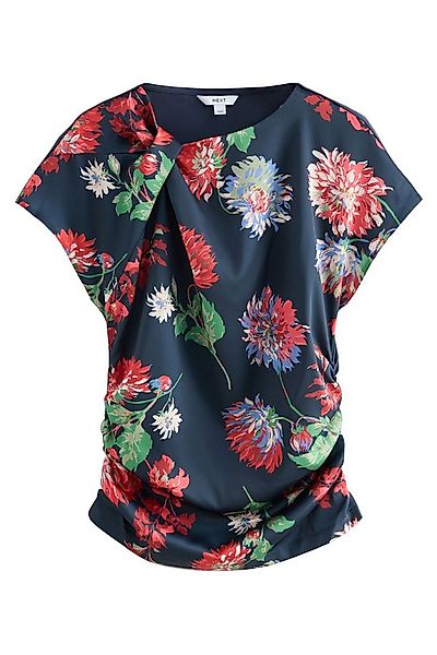 Next Kurzarmbluse Gerafftes Satin-Oberteil mit kurzen Ärmeln (1-tlg) günstig online kaufen