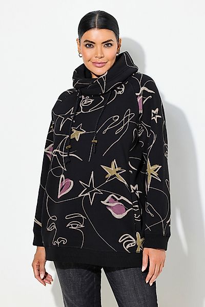 Ulla Popken Sweatshirt Sweatshirt Scribble-Herz Muster günstig online kaufen