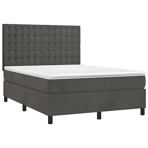 vidaXL Boxspringbett mit Matratze & LED Dunkelgrau 140x200 cm Samt 3136366 günstig online kaufen