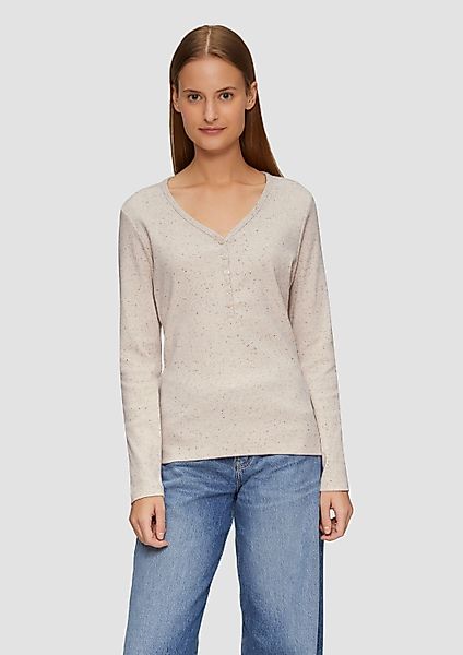 s.Oliver Langarmshirt T-Shirt Geripptes Henleyshirt aus günstig online kaufen