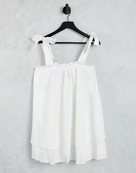 In The Style x Elle Darby – Trapezförmiges, mehrlagiges Minikleid in Weiß m günstig online kaufen