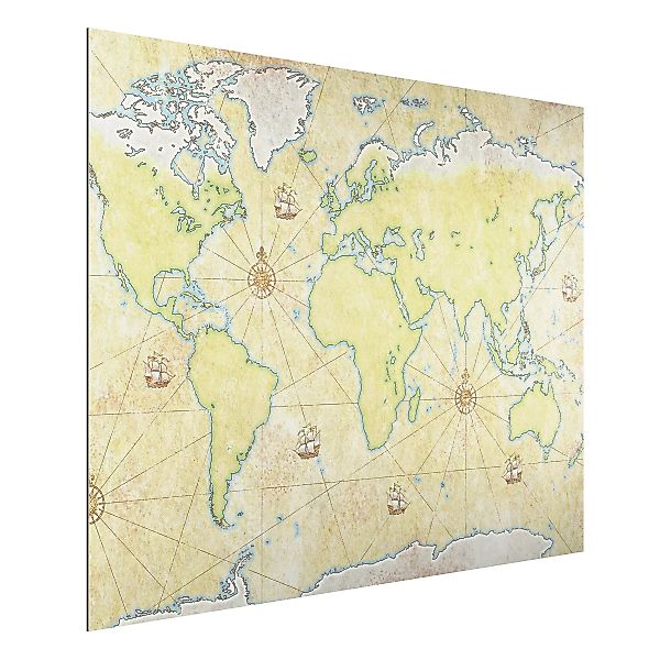 Alu-Dibond Bild Kinderzimmer - Querformat 4:3 World Map günstig online kaufen