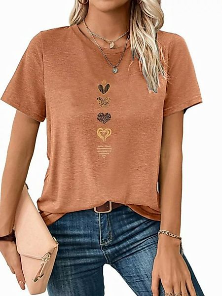 PYL Print-Shirt Damen Sommer Kurzarmbluse Locker Liebe Print-Shirt günstig online kaufen