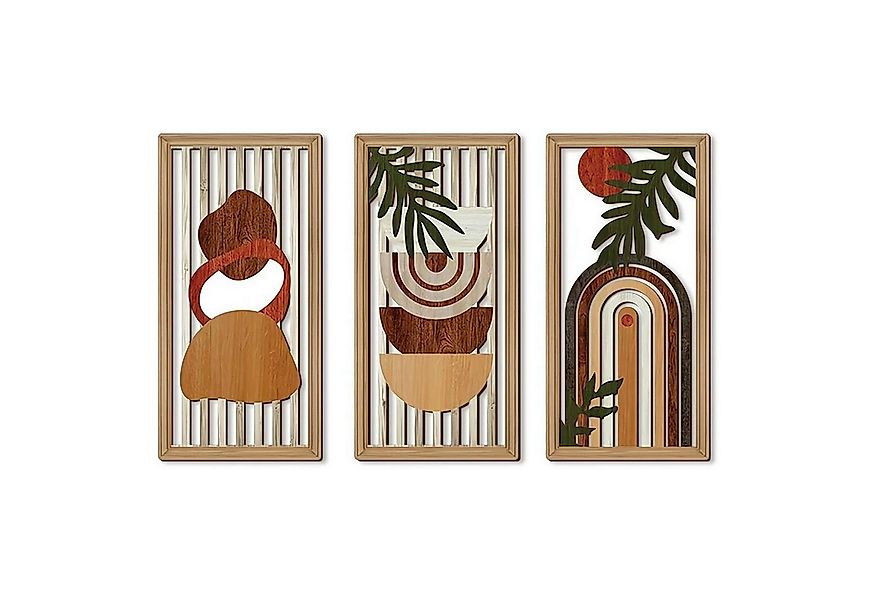 STILVORA Wanddekoobjekt 3er set Blatt Art Wanddeko für Wohnzimmer,Raumdekor günstig online kaufen