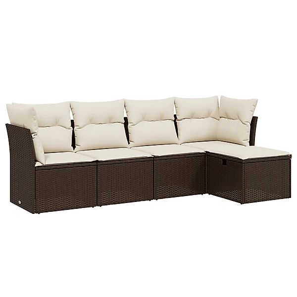 vidaXL 5-Tlg Garten-Sofagarnitur mit Kissen Braun Poly Rattan 3263139 günstig online kaufen