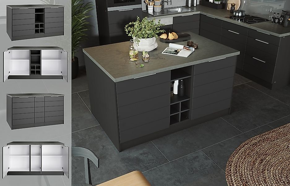 KOCHSTATION Kücheninsel »KS-Luhe, Breite 153 cm, mit Flaschenregal«, MDF-Fr günstig online kaufen