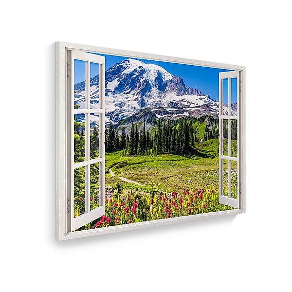 WallSpirit Leinwandbild "Fenster mit Aussicht", Berge günstig online kaufen