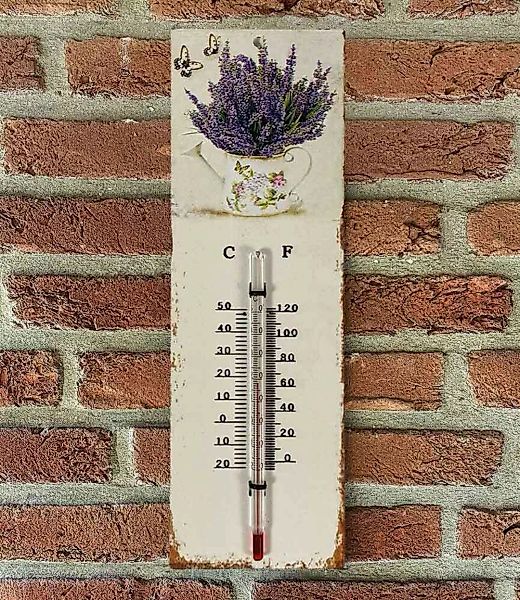 Wandthermometer Lavendel Thermometer Vintage Lavande Nostalgie Blechschild günstig online kaufen