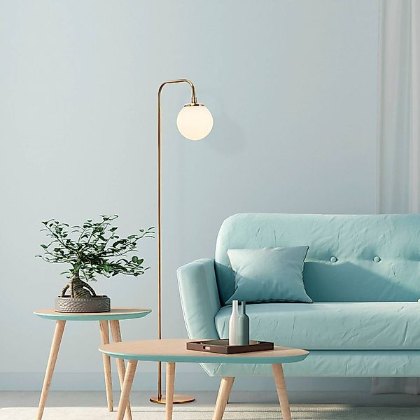 Stehleuchte Viran, goldfarben antik, Glas, Höhe 146 cm, E14 günstig online kaufen
