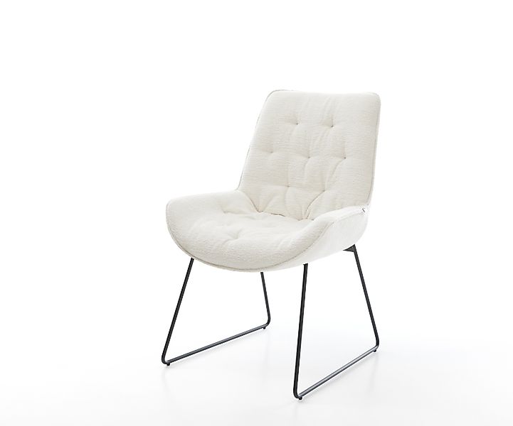 Esszimmerstuhl Taimi-Flex Bouclé Soft Beige Kufengestell Schwarz günstig online kaufen
