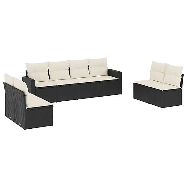 vidaXL 8-Tlg Garten-Sofagarnitur mit Kissen Schwarz Poly Rattan 3251183 günstig online kaufen