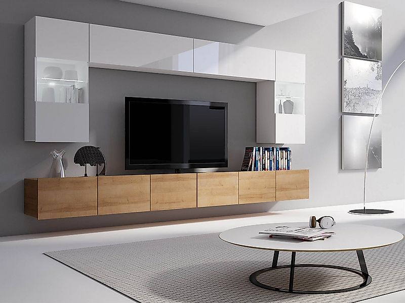 MIRJAN24 Wohnwand Calabrini I, (6er-Set, 2x TV-Lowboard, 2x Wandregal, 2x H günstig online kaufen