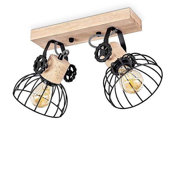 hofstein Deckenleuchte »Cotes« Deckenlampe, Holz/Metall, Natur/Schwarz günstig online kaufen