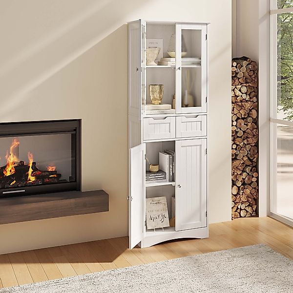 Bealife Hochschrank Badregal, Bücherschrank mit 2 günstig online kaufen