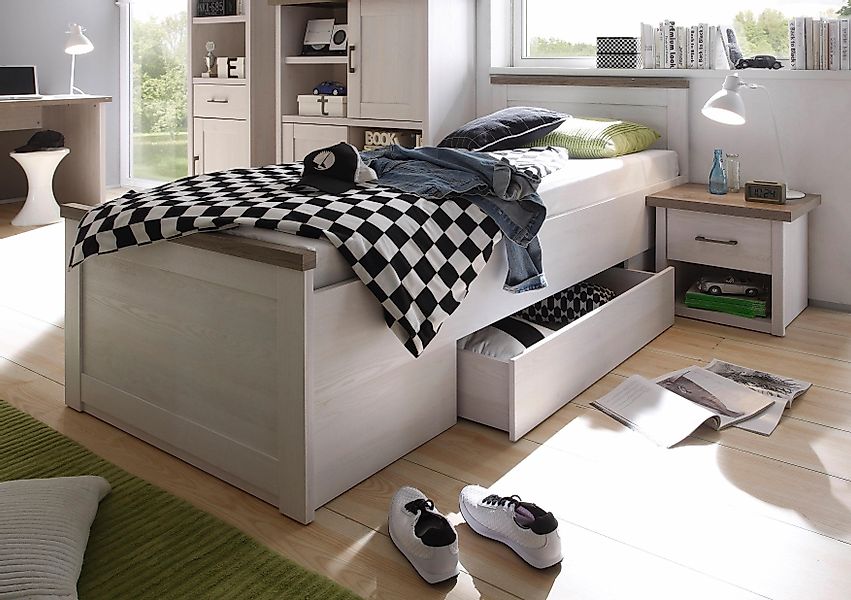 Begabino Jugendbett "Luca, Stauraumbett, Landhaus Design, 90x200cm TOPSELLE günstig online kaufen