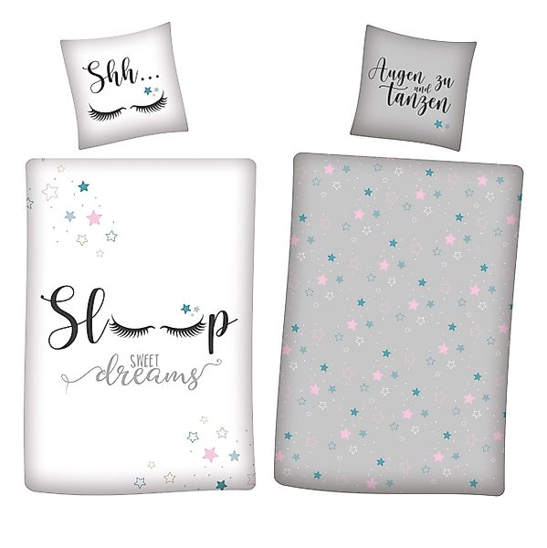 Familando Kinderbettwäsche "Sleep" Sweet Dreams Grau günstig online kaufen