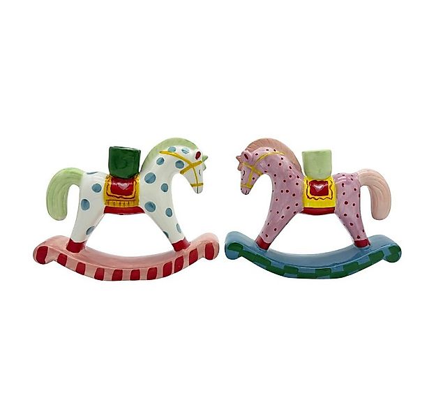 Mica Decorations Kerzenhalter Schaukelpferd 2er Set in Rosa und Grün (2 St) günstig online kaufen