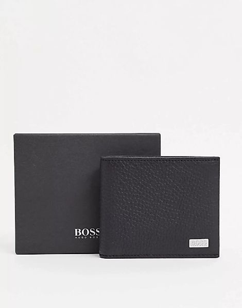 BOSS – Crosstown – Schwarze Lederbrieftasche günstig online kaufen