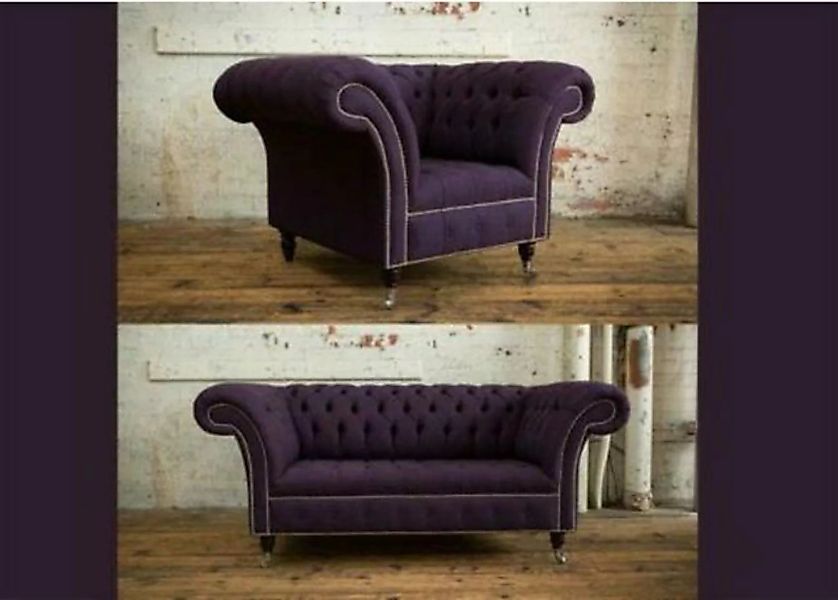 JVmoebel Chesterfield-Sofa, 2+1 Sofagarnitur Chesterfield Textil Sofa Couch günstig online kaufen