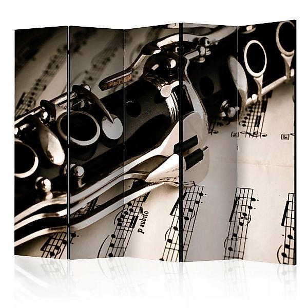 5-teiliges Paravent - Clarinet And Music Notes Ii [room Dividers] günstig online kaufen