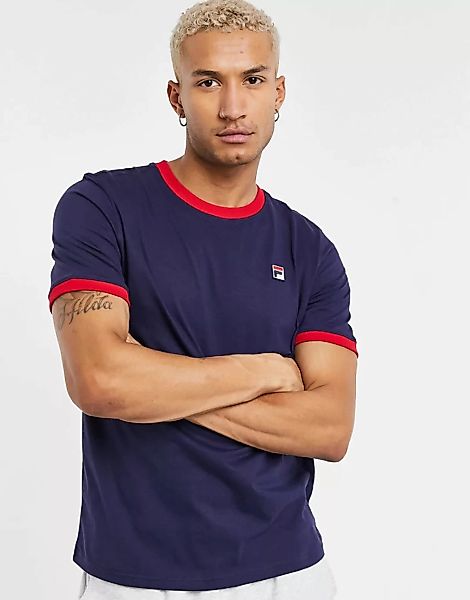Fila – Marconi – Marineblaues T-Shirt mit kontrastierenden Abschlüssen günstig online kaufen