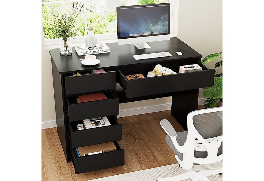 VOWNER Schreibtisch mit 5 Schubladen, modernes einfaches Studier- und PC-Ti günstig online kaufen