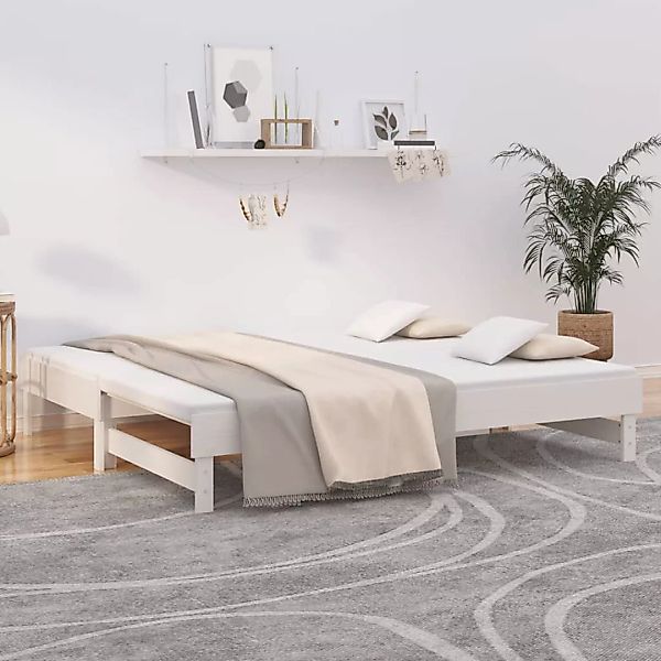 Vidaxl Tagesbett Ausziehbar Weiß 2x(75x190) Cm Massivholz Kiefer günstig online kaufen