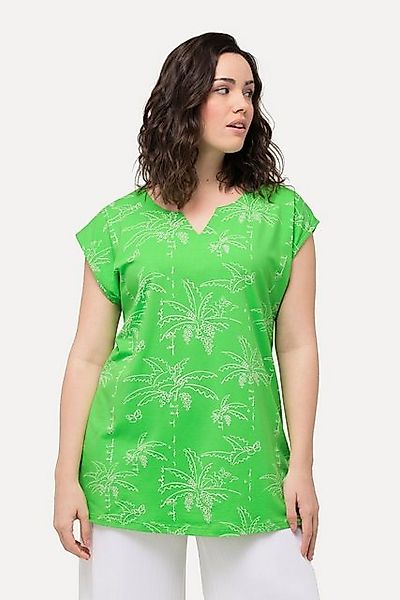 Ulla Popken T-Shirt Top Palmen Boxy Tunika-Ausschnitt ärmellos günstig online kaufen