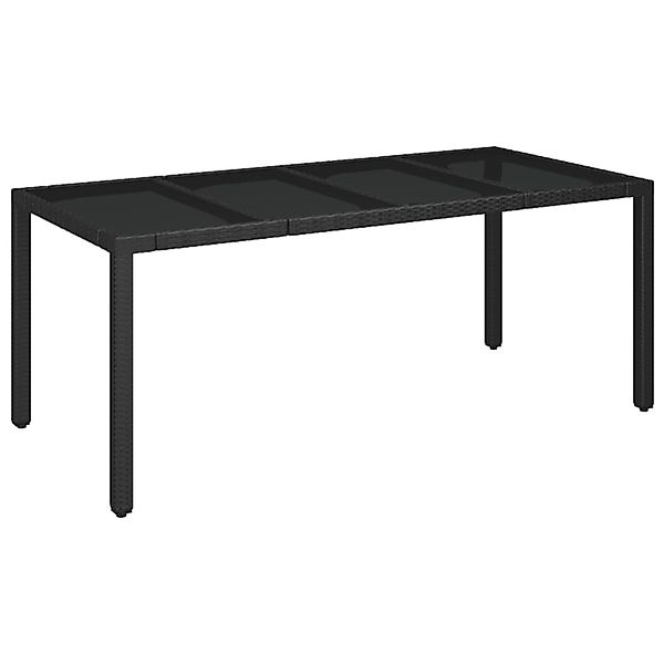 vidaXL Gartentisch mit Glasplatte Schwarz 190x90x75 cm Poly Rattan 319903 günstig online kaufen