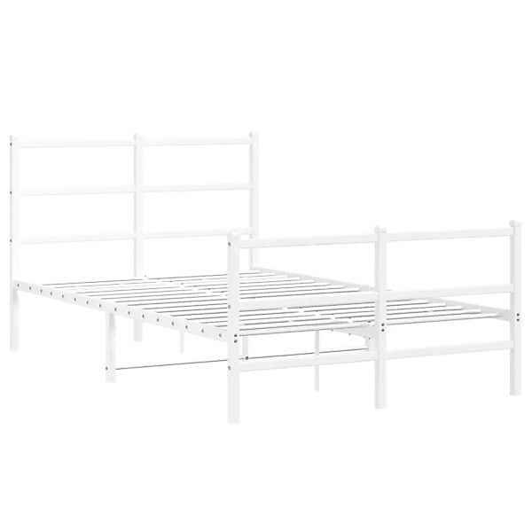 vidaXL Bettgestell mit Kopfteil und Fußteil Metall Weiß 120x190 cm 355429 günstig online kaufen