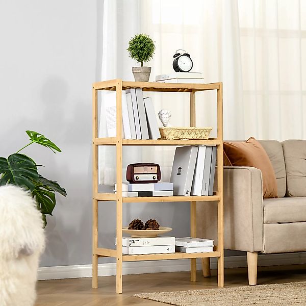 HOMCOM Standregal Bücherregal 4-stufiges Bambusregal Büroregal günstig online kaufen