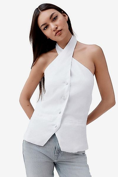 Next Neckholdertop Geknöpftes Neckholder-Oberteil aus 100 % Leinen (1-tlg) günstig online kaufen