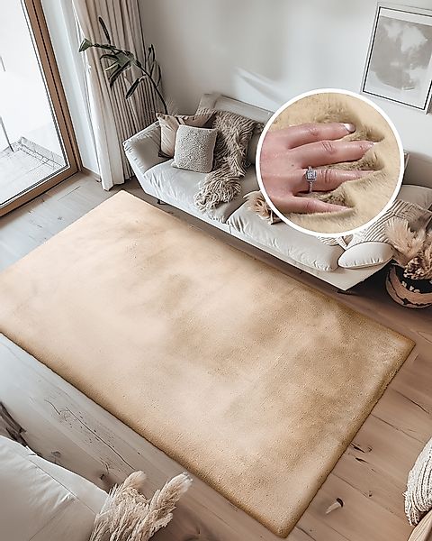 Qiyano Teppich Hochflorteppich Wanga 100 Beige günstig online kaufen