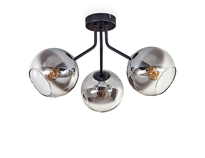 hofstein Deckenleuchte Deckenlampe aus Metall/Glas in Schwarz/Rauchfarben/K günstig online kaufen