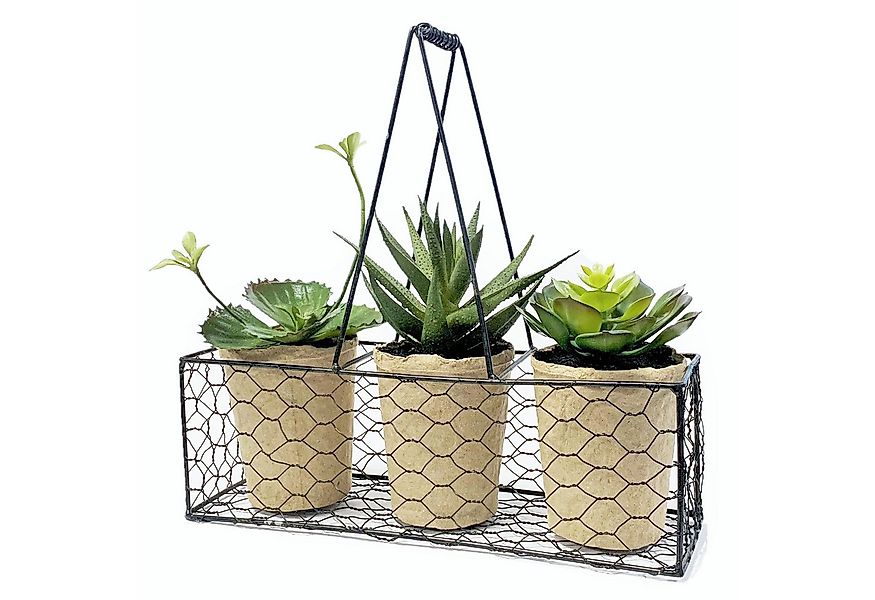 Kunstblume Künstliche Sukkulenten 3er Set. ca 27cm. Kunstpflanzen im Metall günstig online kaufen