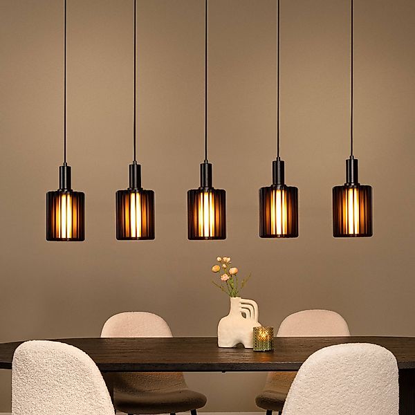 Pendellampe Lambres, schwarz Länge 164 cm Glas/Metall 5-flg. günstig online kaufen