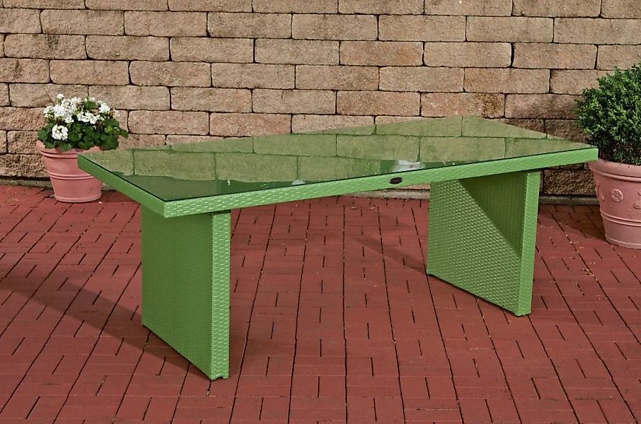 Polyrattan Tisch Avignon-grün/flach-180 cm günstig online kaufen