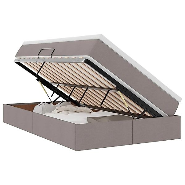 vidaXL Stauraumbett mit Matratze Taupe 120 x 200 cm Polyester 3370221 günstig online kaufen