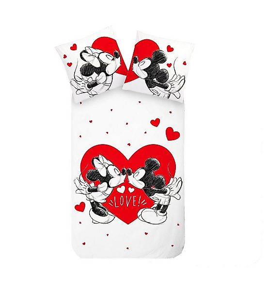 Disney Wendebettwäsche Mickey Mouse Disney rotes Herz 135x200cm, Microfaser günstig online kaufen