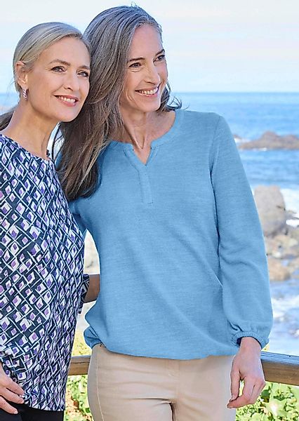 GOLDNER Longshirt Elegante Bluse mit Zierblende, günstig online kaufen