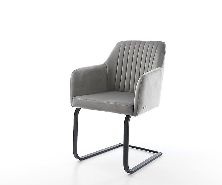 Freischwinger Greg-Flex Samt Grau Freischwinger flach Schwarz Taschenfederk günstig online kaufen