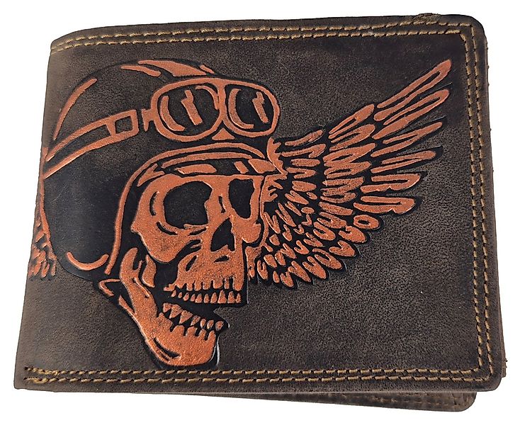 Einkaufszauber Geldbörse Echt Leder Geldbeutel Skull Totenkopf Fly Kupfer günstig online kaufen