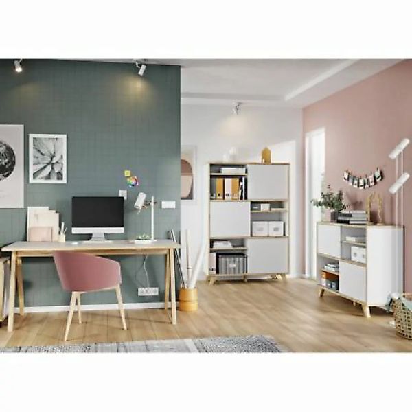 Lomadox Arbeitszimmer Möbel Set weiß HOLM-01 mit Absetzungen in Navarra Eic günstig online kaufen