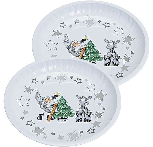 matches21 HOME & HOBBY Dekoteller Plätzchenteller Blech 2er Set Ø 25 cm (2 günstig online kaufen