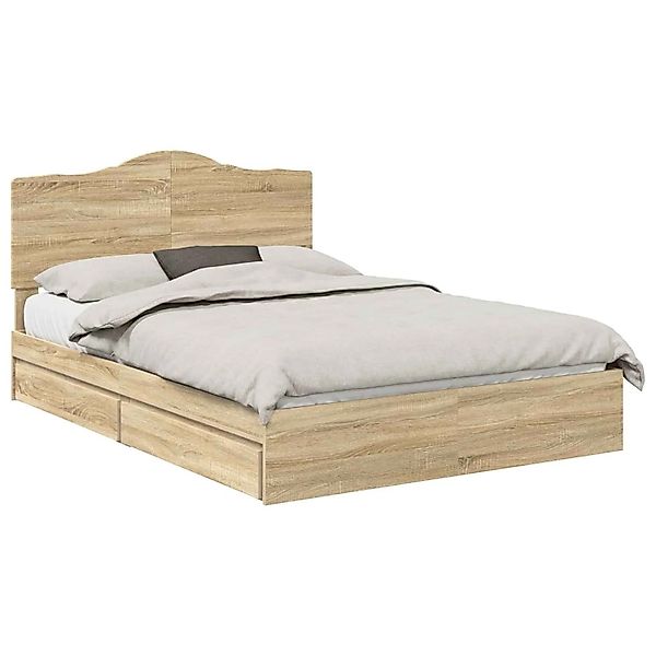 vidaXL Stauraumbett Sonoma-Eiche 140 x 200 cm Holzwerkstoff 3413501 günstig online kaufen