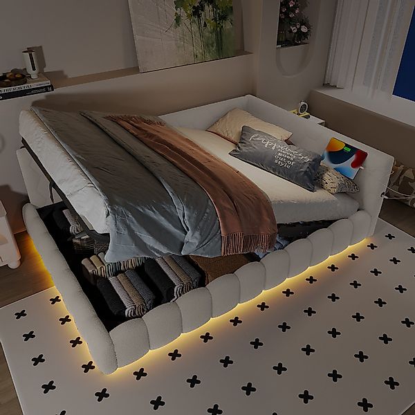 MODFU Schlafsofa Polsterbett mit LED, USB günstig online kaufen
