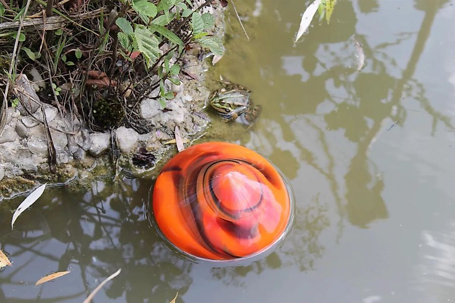 Schwimmkegel Gartenteich Wasserbecken Insel Dekoration Glas Handmade 14cm b günstig online kaufen